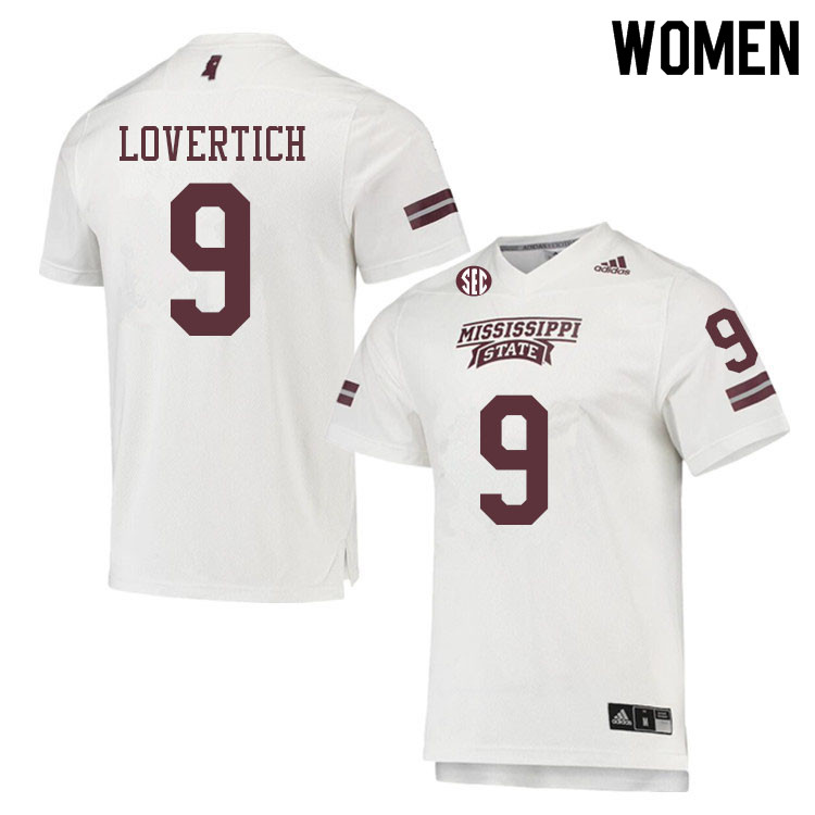 Women #9 Chance Lovertich Mississippi State Bulldogs College Football Jerseys Sale-White